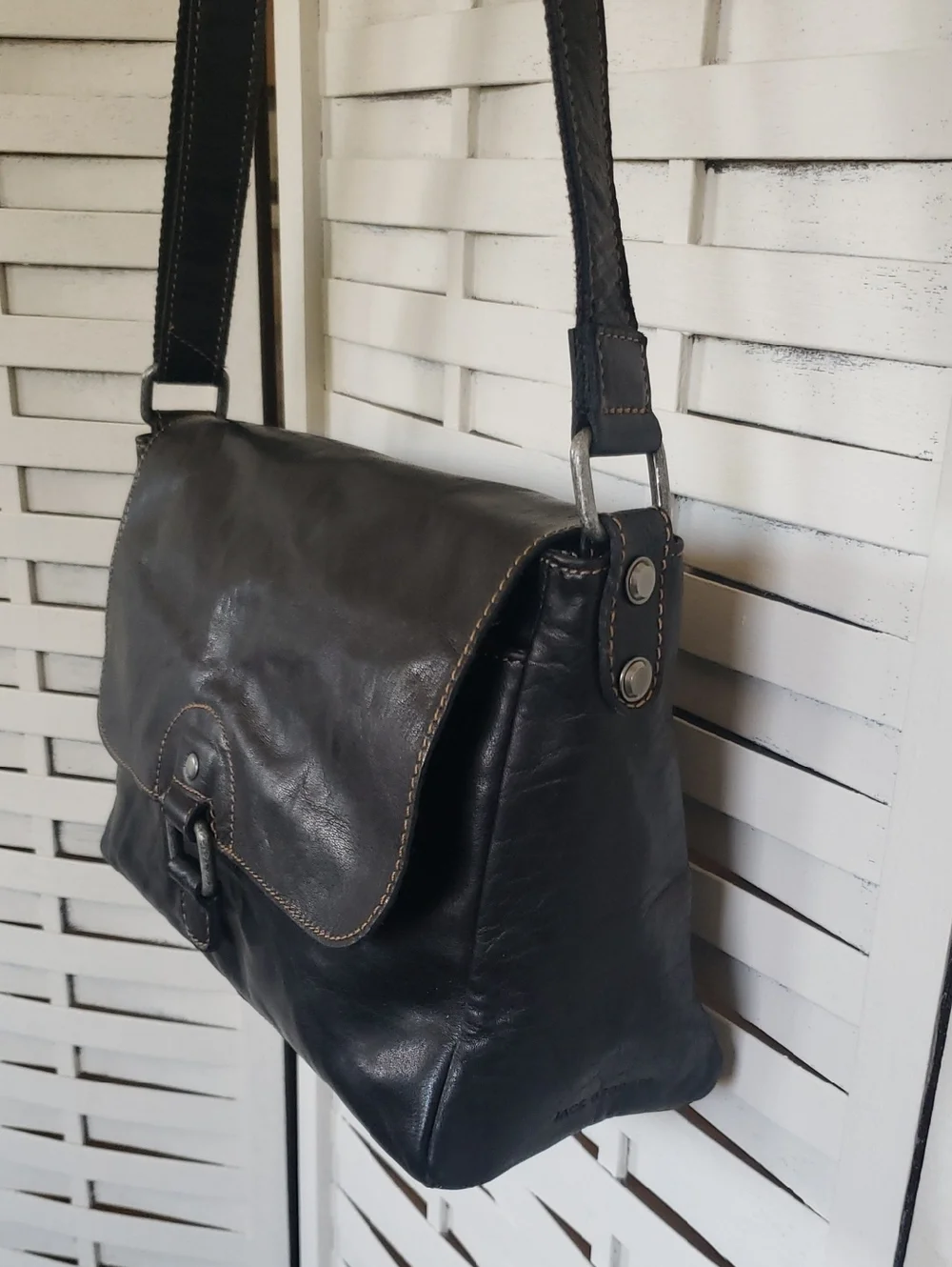 Jack George Black Leather Crossbody/Shoulder Bag